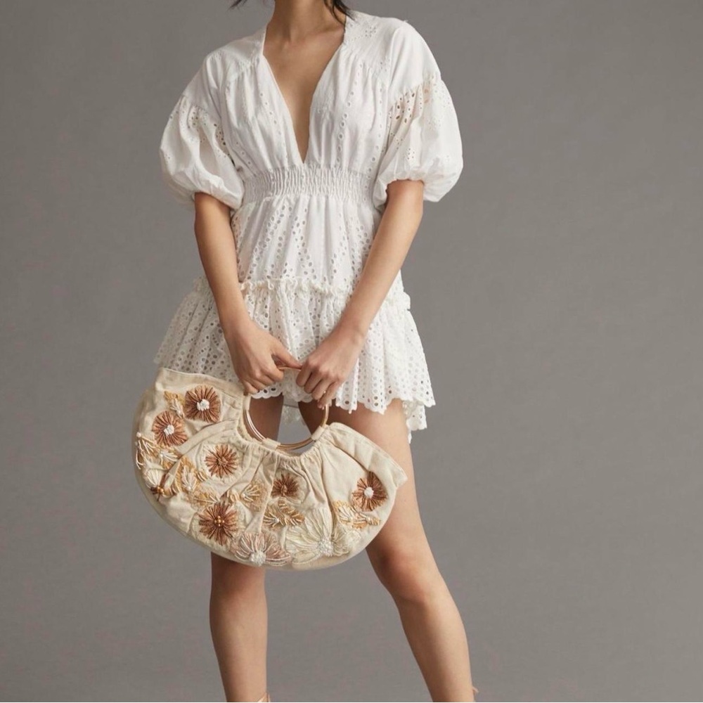 Anthropologie White Mini Dress